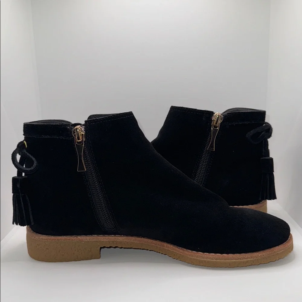 Kate Spade Belleville Too Suede Ankle Boots Booties w Tassel Women’s 6.5 Black